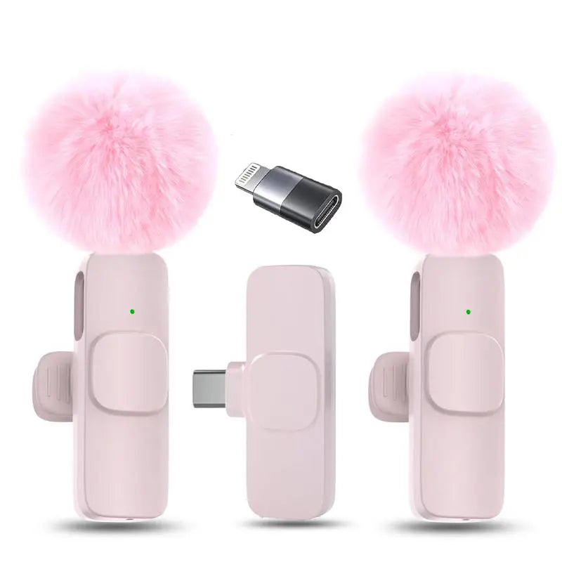 2.4G Wireless Clip on Mic with Lightning & USB-C Adapter, Professional Audio for Video Recording, Youtube, Interview