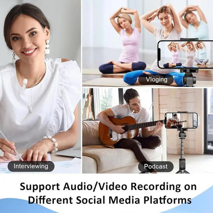 2.4G Wireless Clip on Mic with Lightning & USB-C Adapter, Professional Audio for Video Recording, Youtube, Interview