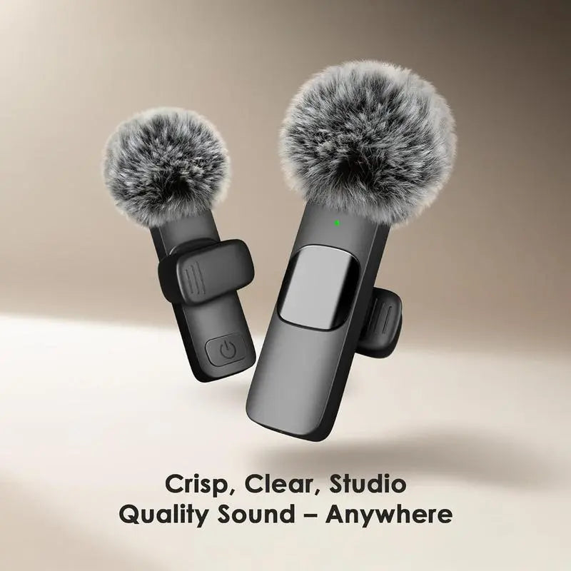 2.4G Wireless Clip on Mic with Lightning & USB-C Adapter, Professional Audio for Video Recording, Youtube, Interview