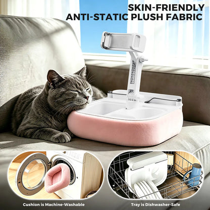 Esamcore Tablet Pillow Stand with Snack Tray & Adjustable Arm - Holds 4.7-14.6" Phone, Tablet, Kindle, Laptop - Soft, Machine Washable Cover for Hands-Free Viewing on Bed, Couch, Floor