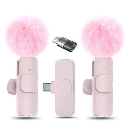 2.4G Wireless Clip on Mic with Lightning & USB-C Adapter, Professional Audio for Video Recording, Youtube, Interview